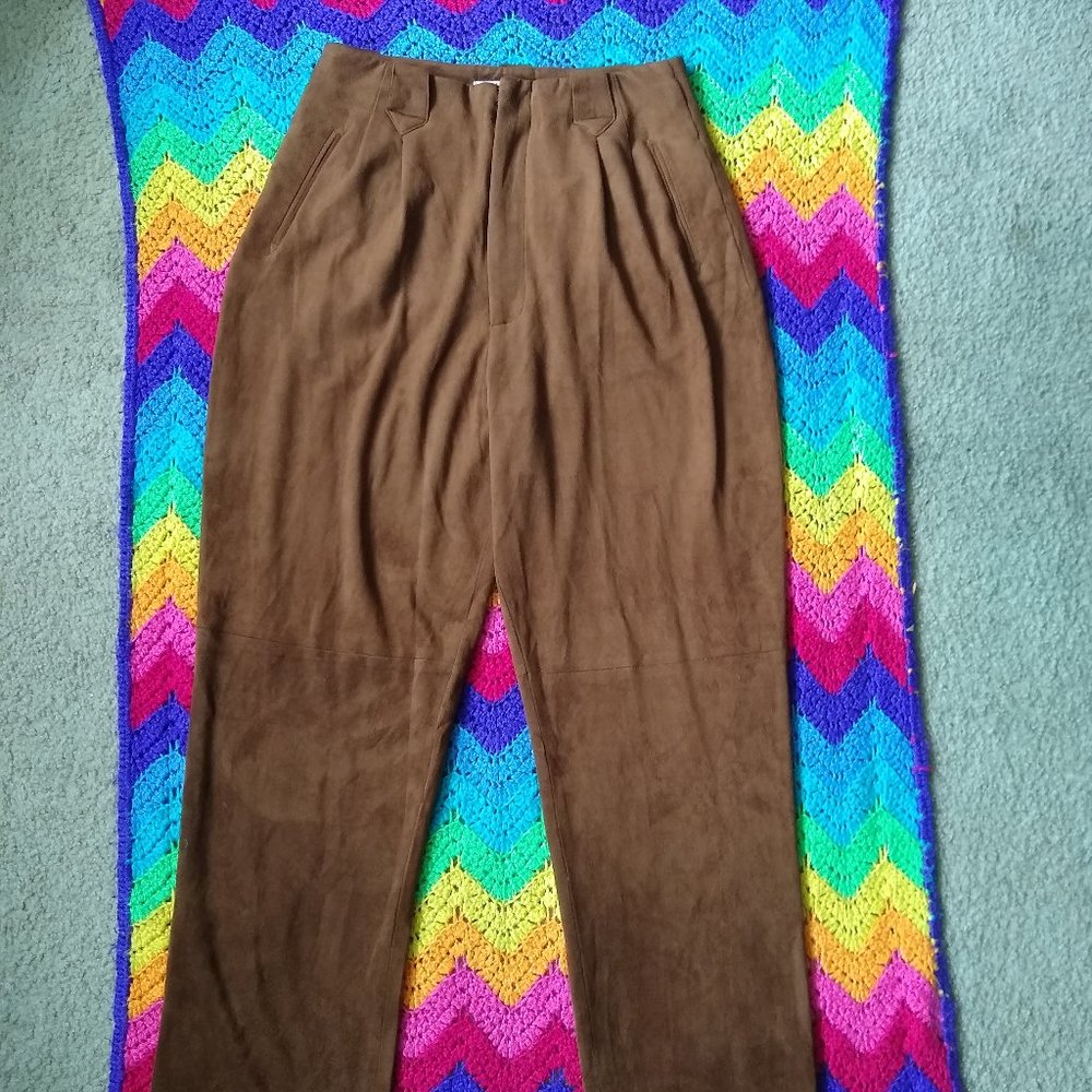 High Waist Faux Suede Slacks